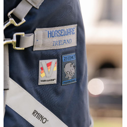 Capa Horseware Rhino Poney Turnout 250g VL Preto / cinza titânio / azul clássico