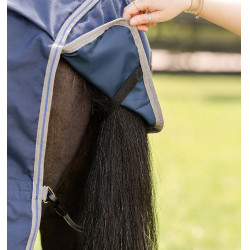 Capa Horseware Rhino Pônei Turnout 100g Preto / cinza titânio / azul clássico