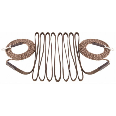 Rédeas longas T de T corda e cinta Castanho escuro / bege