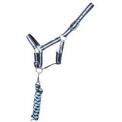 Cabeção sintético forrado + corda americana trançada T de T Marinho / azul céu Cabeção sintético forrado + corda americana trançada T de T Marinho / azul céu