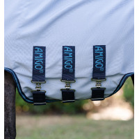 Capa Horseware com pescoço resistente a rasgos Amigo para mini Giz / marinho / rosa Branco Capa Horseware com pescoço resistente a rasgos Amigo para mini Giz / marinho / rosa Branco