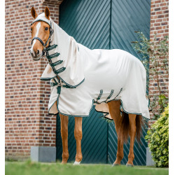 Capa completa Horseware Rambo Hoody 0g Giz / verde caçador / prata Branco Capa completa Horseware Rambo Hoody 0g Giz / verde caçador / prata Branco
