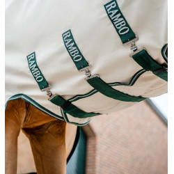 Capa completa Horseware Rambo Hoody 0g Giz / verde caçador / prata Branco Capa completa Horseware Rambo Hoody 0g Giz / verde caçador / prata Branco