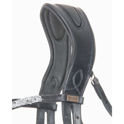 Cabeçada anatômica Hopper T de T com strass Preto / prata