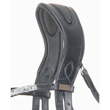 Cabeçada anatômica Hopper T de T com strass Preto / prata