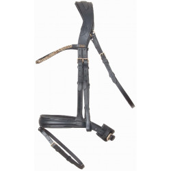 Cabeçada anatômica Hopper T de T com strass Preto / dourado Cabeçada anatômica Hopper T de T com strass Preto / dourado