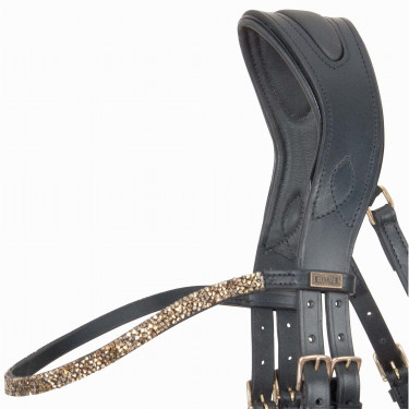 Cabeçada anatômica Hopper T de T com strass Preto / dourado Cabeçada anatômica Hopper T de T com strass Preto / dourado