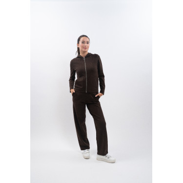 Calça de moletom de malha Harcour Andrea Cacau Castanho