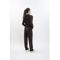 Calça de moletom de malha Harcour Andrea Cacau Castanho