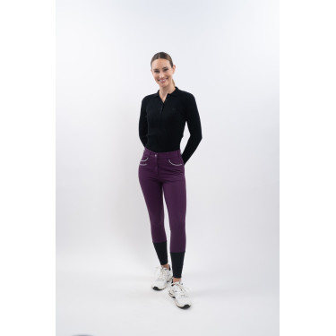 Calça polar de equitação Harcour Jaipur Figue Violeta