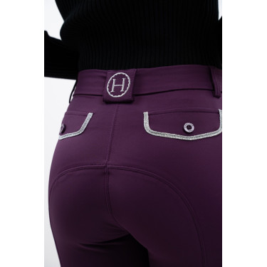 Calça polar de equitação Harcour Jaipur Figue Violeta