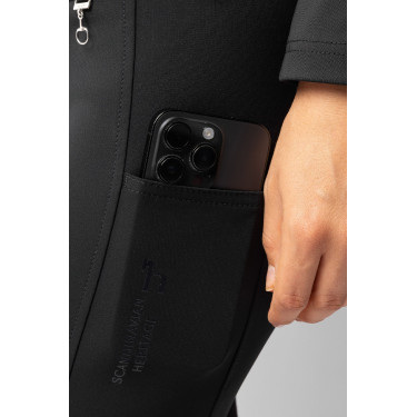 Calças de equitação Horze Leonie com assento integral para mulher em camurça vegana Preto