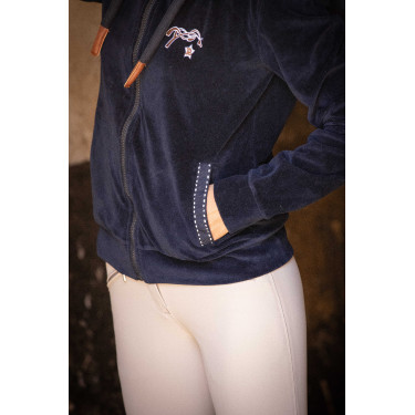 Moletom com zíper Emy Velvet Pénélope Azul-marinho Moletom com zíper Emy Velvet Pénélope Azul-marinho