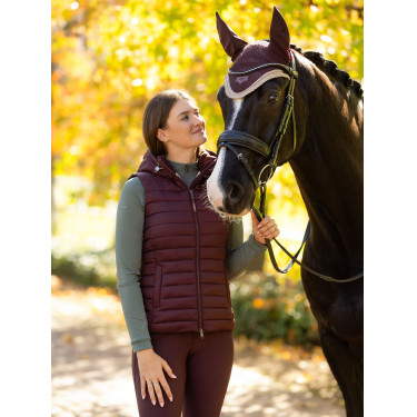 Colete acolchoado sem mangas com capuz LeMieux Tilly feminino Ameixa escura Violeta