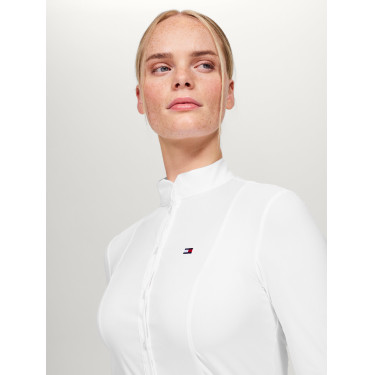 Polo de competição Tommy Hilfiger Equestrian New Jersey de manga comprida para mulher Polo de competição Tommy Hilfiger Equestrian New Jersey de manga comprida para mulher
