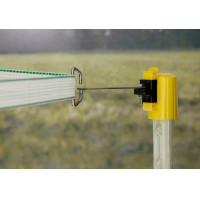 Isolador de topo, solução de canto para fita/cordão T-Post AKO Amarelo Isolador de topo, solução de canto para fita/cordão T-Post AKO Amarelo