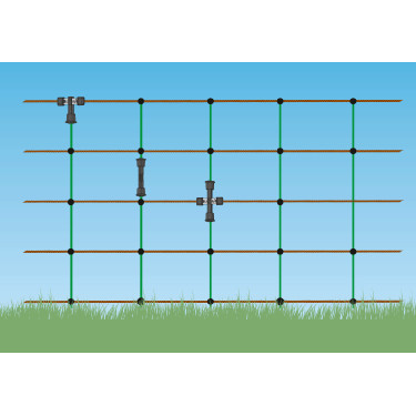 Conector com reforços verticais Litzclip® para redes de vedação Kerbl Hobbyfarming Conector com reforços verticais Litzclip® para redes de vedação Kerbl Hobbyfarming