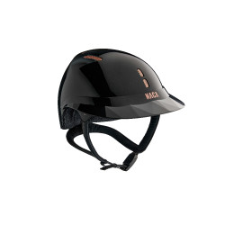 Capacete de equitação NACA Gravity S Preto ônix brilhante / ouro rosa