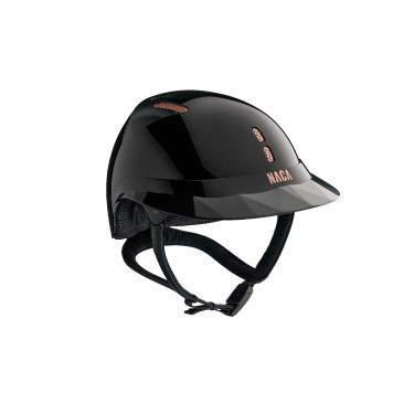 Capacete de equitação NACA Gravity S Preto ônix brilhante / ouro rosa