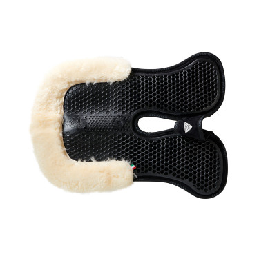 Amortecedor traseiro de camurça com lã de carneiro e dianteiro em gel Acavallo Preto / natural