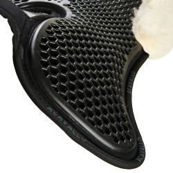 Amortecedor traseiro de camurça com lã de carneiro e dianteiro em gel Acavallo Preto / natural