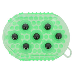 Luva dupla face para escovar e massagear Luva dupla face para escovar e massagear