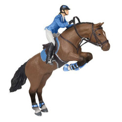 Estatueta Cavalo salto de obstáculo & amazona Papo Estatueta Cavalo salto de obstáculo & amazona Papo