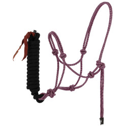 Cabresto etológico + corda guia Norton Duo Rosa / preto