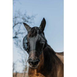 Máscara anti-moscas anti-UV Equithème Lycra com nariz Preto