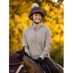 Sweat com capuz LeMieux meia-zíper Henrietta Amêndoa Castanho