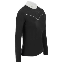 Polo Equithème Valencia de manga comprida Preto