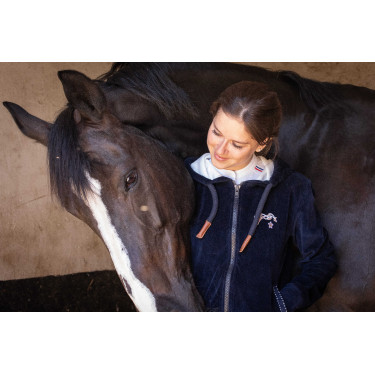 Moletom com zíper Emy Velvet Pénélope Azul-marinho