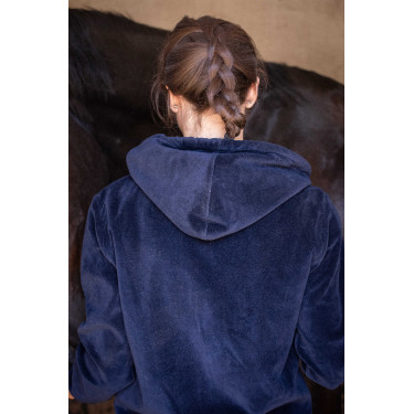 Moletom com zíper Emy Velvet Pénélope Azul-marinho
