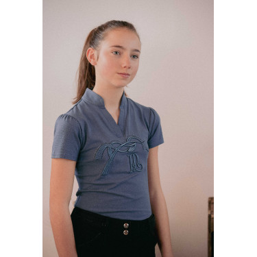 Polo Iliana Penélope Azul / cinza