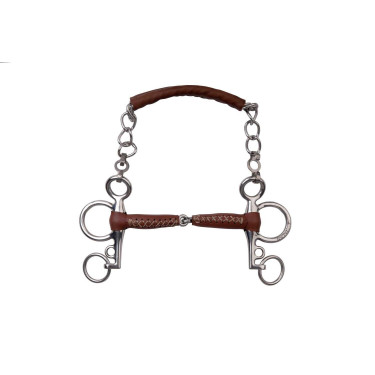 Freio Pelham Metalab Pinchless couro hastes curtas