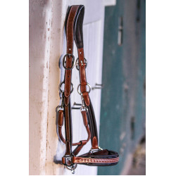 Caveira de couro Pénélope Point Sellier Avelã Castanho