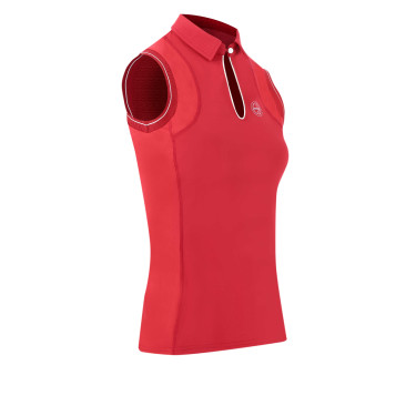 Pólo Equithème Sarah sem mangas Cereja Vermelho