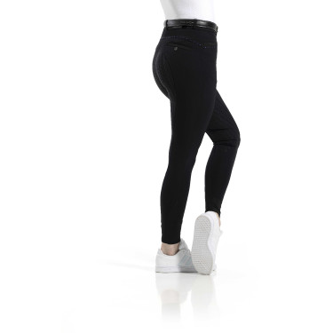 Calça Equithème Safir com fundo de silicone Preto / azul