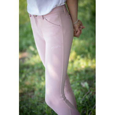 Calça de equitação Elegância Pénélope Rosa em pó Calça de equitação Elegância Pénélope Rosa em pó