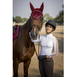 Polo Equithème Pekin de mangas compridas Branco Polo Equithème Pekin de mangas compridas Branco