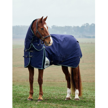 Manta Weatherbeeta ComFiTec Dynamic Turnout 220g com pescoço destacável Marinho / verde floresta Azul Manta Weatherbeeta ComFiTec Dynamic Turnout 220g com pescoço destacável Marinho / verde floresta Azul