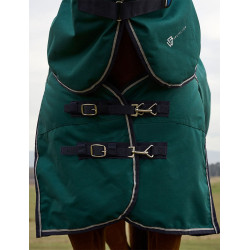 Manta Weatherbeeta ComFiTec Dynamic Turnout 220g com pescoço destacável Verde floresta / azul-marinho