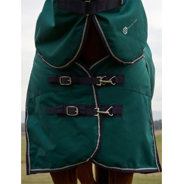 Manta Weatherbeeta ComFiTec Dynamic Turnout 220g com pescoço destacável Verde floresta / azul-marinho