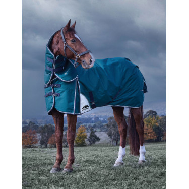 Manta Weatherbeeta ComFiTec Dynamic Turnout 220g com pescoço destacável Verde floresta / azul-marinho