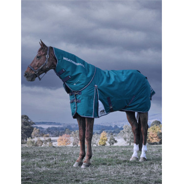 Manta Weatherbeeta ComFiTec Dynamic Turnout 220g com pescoço destacável Verde floresta / azul-marinho