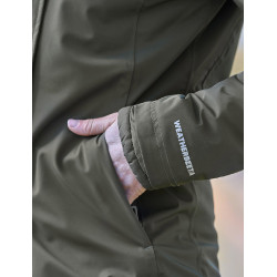 Blusão comprido impermeável feminino WeatherBeeta Verde meia-noite