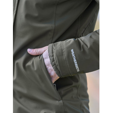 Blusão comprido impermeável feminino WeatherBeeta Verde meia-noite