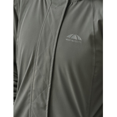 Blusão comprido impermeável feminino WeatherBeeta Verde meia-noite