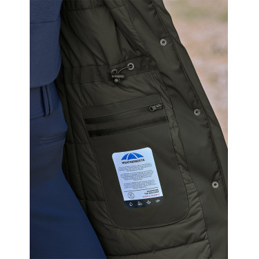 Blusão comprido impermeável feminino WeatherBeeta Verde meia-noite