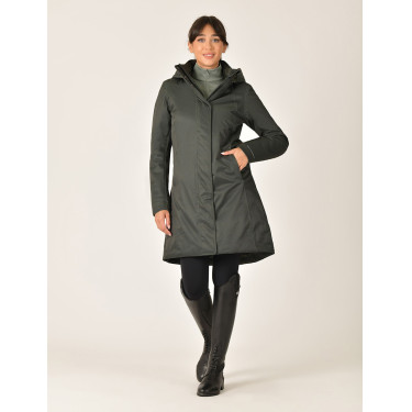 Blusão comprido impermeável feminino WeatherBeeta Verde meia-noite